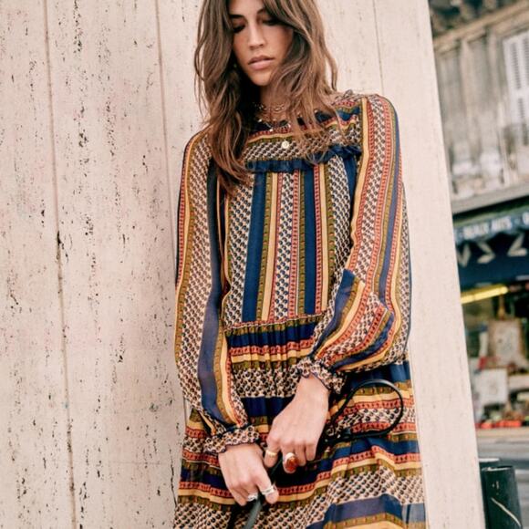 SEZANE Noeline Dress, Maya Print, Short, multicolor, size FR 40/US 8, EUC - Picture 7 of 9